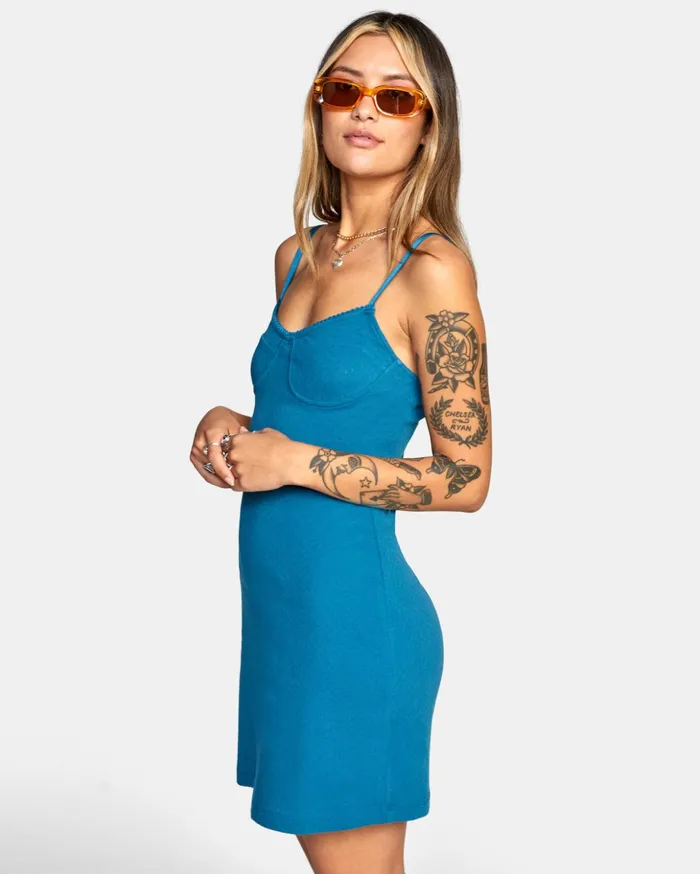RVCA Dresses Rompers Just Friends Pointelle Midi Dress Snorkel Blue 8211 Women RVCA Dresses Rompers Just Friends Pointelle Midi Dress Snorkel Blue 8211 Women