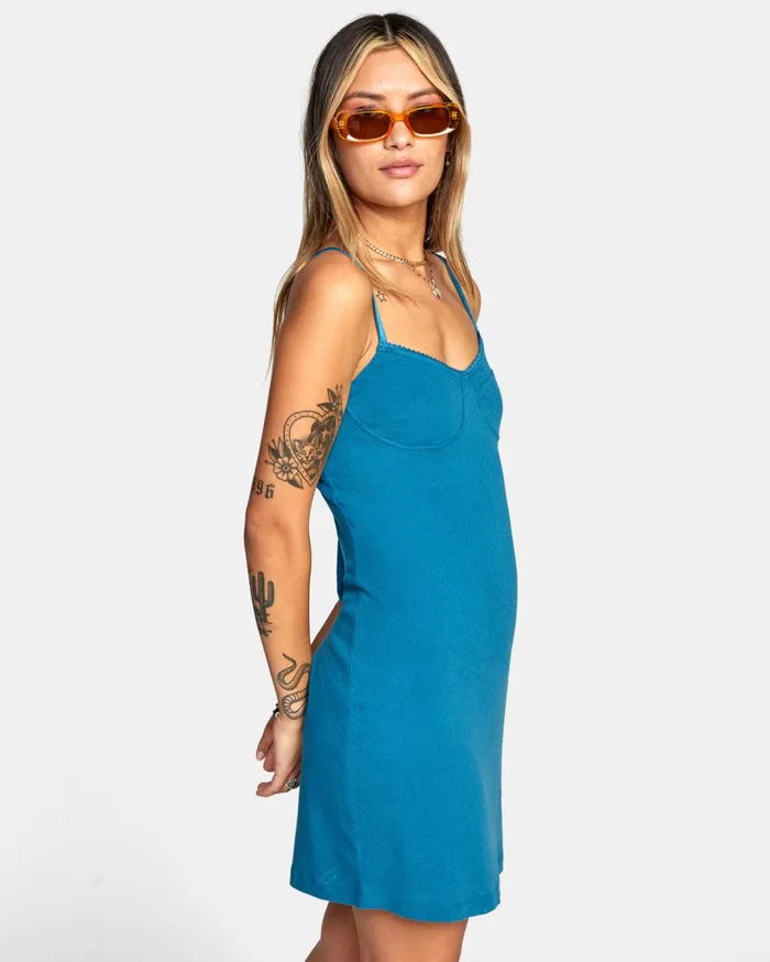 RVCA Dresses Rompers Just Friends Pointelle Midi Dress Snorkel Blue 8211 Women RVCA Dresses Rompers Just Friends Pointelle Midi Dress Snorkel Blue 8211 Women
