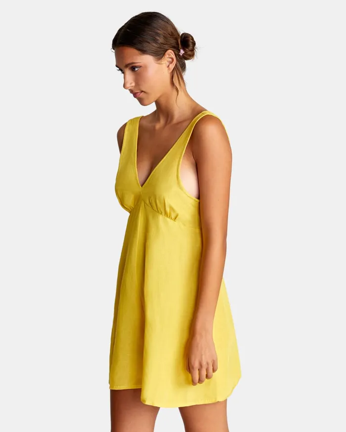 RVCA Dresses Rompers Linen Shifty Romper Gold 8211 Women