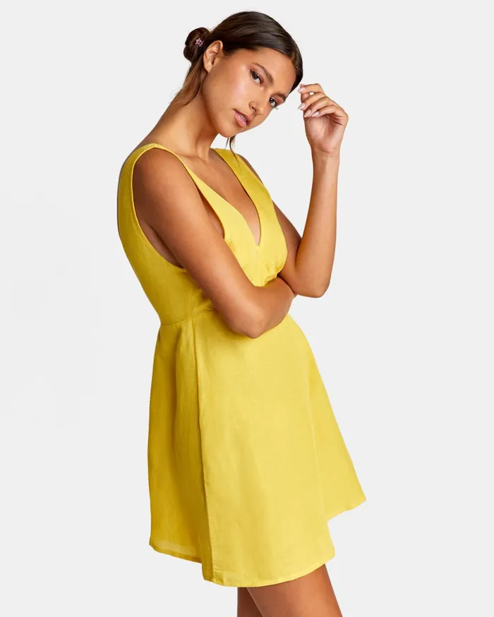 RVCA Dresses Rompers Linen Shifty Romper Gold 8211 Women
