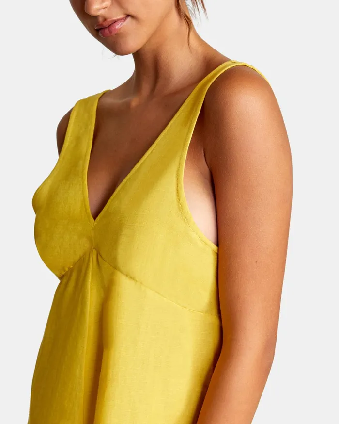 RVCA Dresses Rompers Linen Shifty Romper Gold 8211 Women