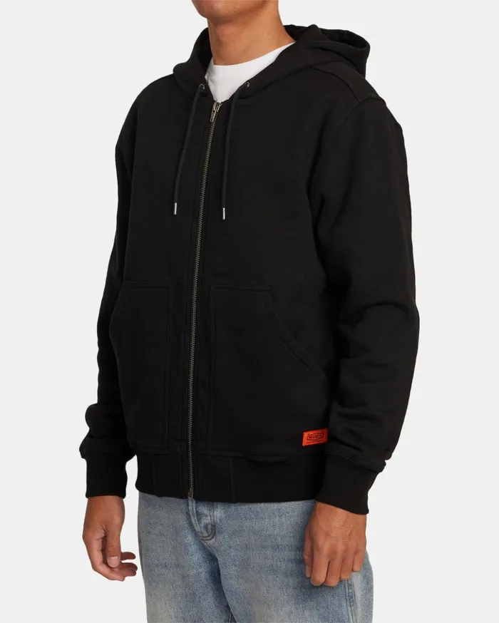 RVCA Hoodies Sweatshirts Chainmail ZipUp Hooded Sweatshirt Black 8211 Men