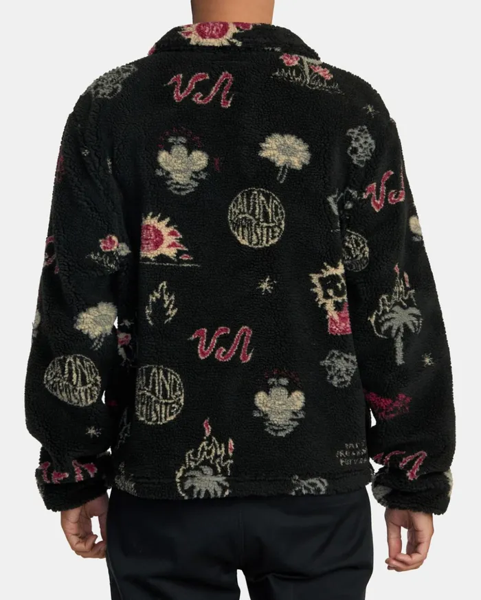 RVCA Hoodies Sweatshirts Groove ZipUp Sherpa Jacket Black 8211 Men