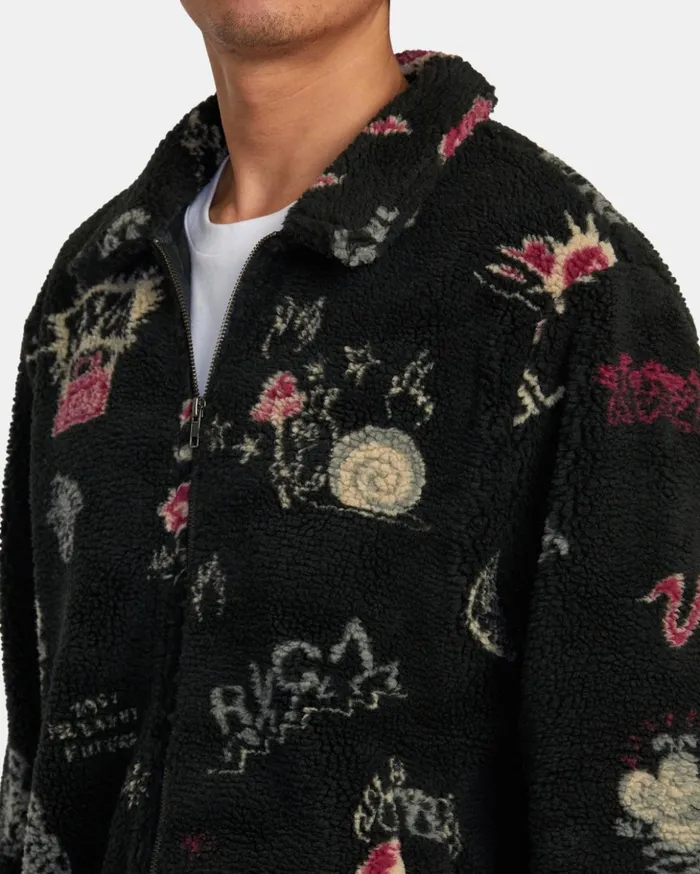 RVCA Hoodies Sweatshirts Groove ZipUp Sherpa Jacket Black 8211 Men