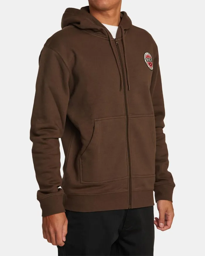 RVCA Hoodies Sweatshirts Standard Issue ZipUp Hoodie Chocolate 8211 Men