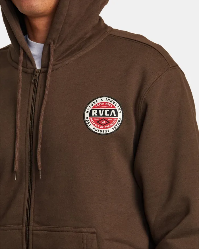 RVCA Hoodies Sweatshirts Standard Issue ZipUp Hoodie Chocolate 8211 Men