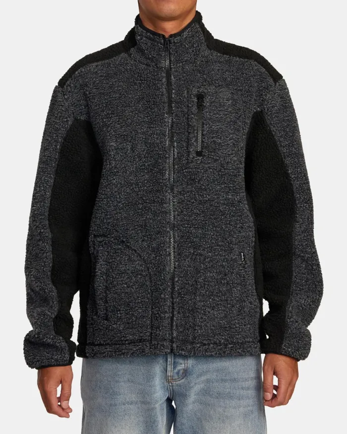 RVCA Hoodies Sweatshirts Zach Allen ZipUp Sherpa Jacket Black 8211 Men