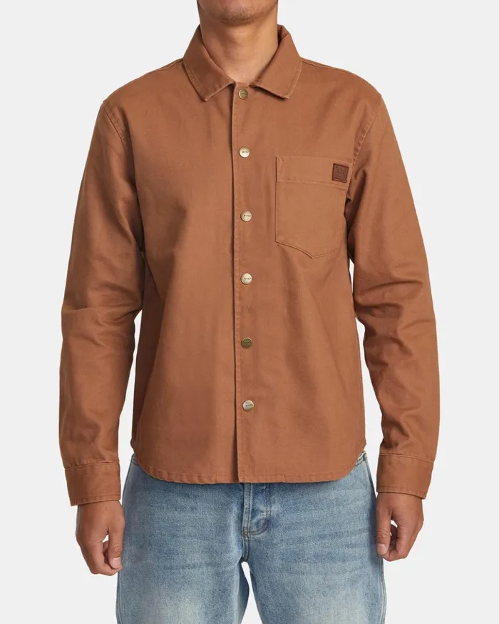 RVCA Jackets Chainmail Canvas Overshirt Rawhide 8211 Men