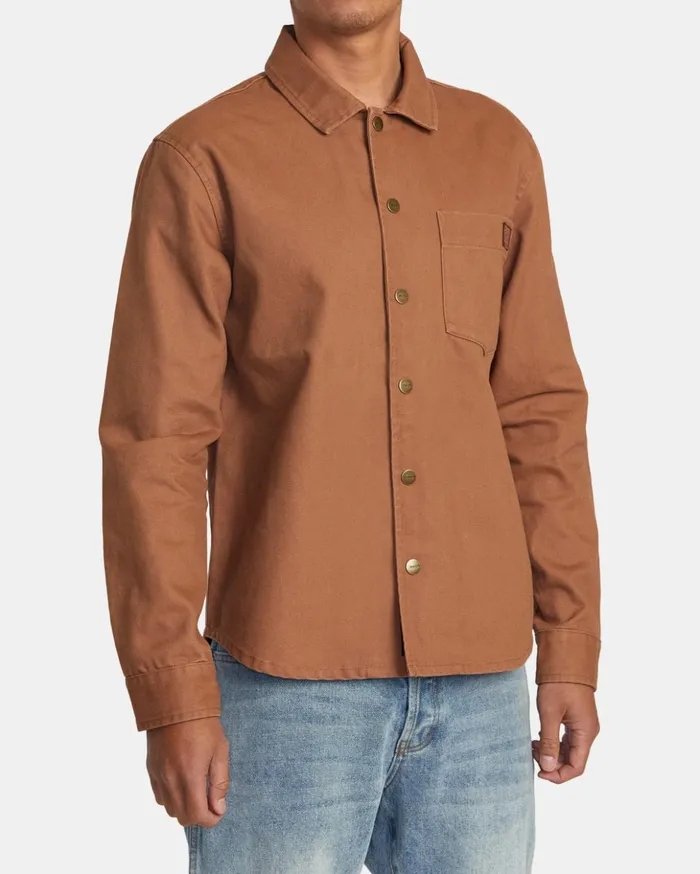 RVCA Jackets Chainmail Canvas Overshirt Rawhide 8211 Men