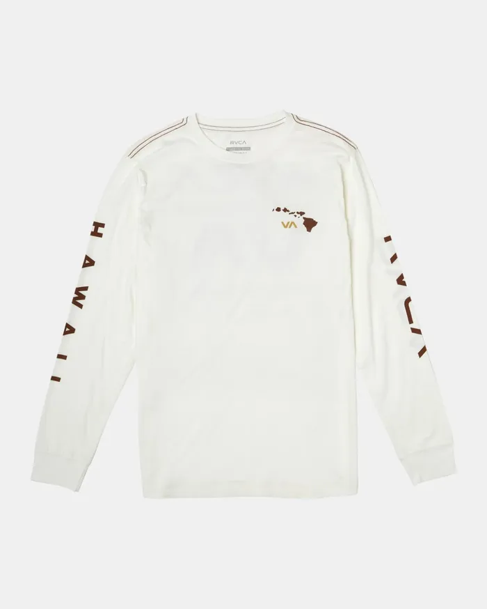 RVCA Long Sleeves ISLAND RADIO LS Antique White 8211 Men