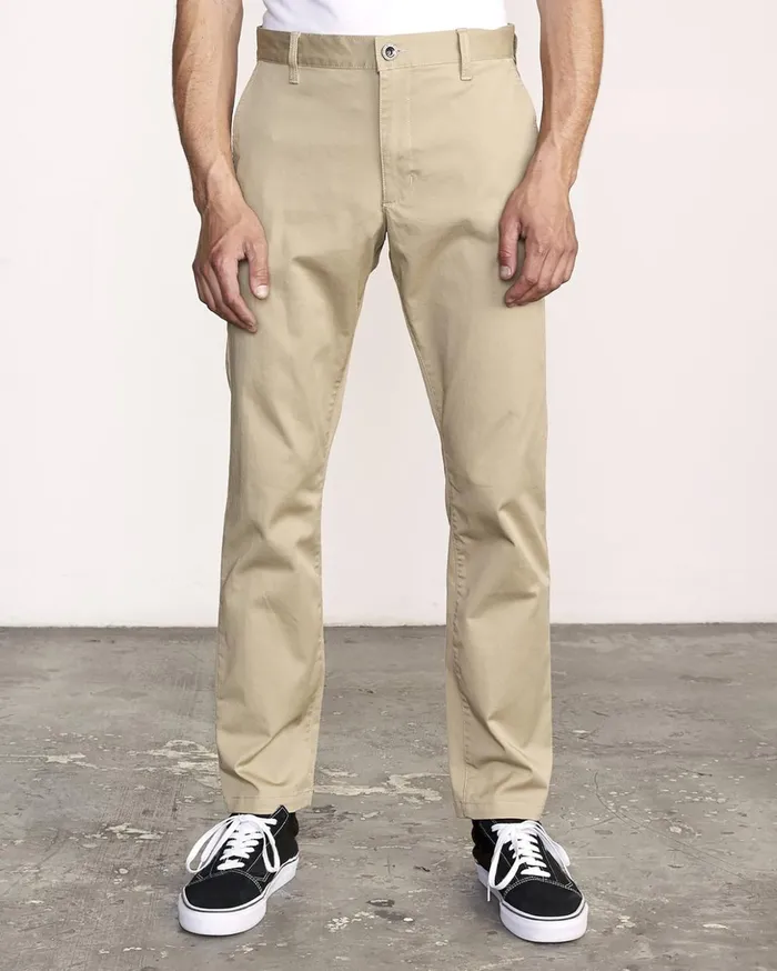 RVCA Pants The Weekend Stretch Straight Fit Pants Khaki 8211 Men