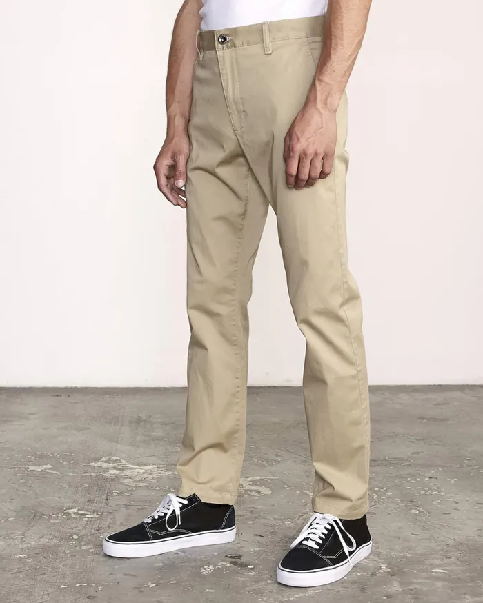RVCA Pants The Weekend Stretch Straight Fit Pants Khaki 8211 Men