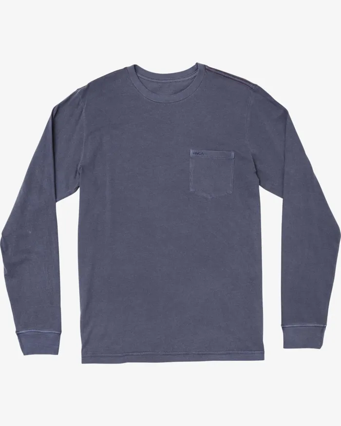 RVCA Pigment Dye Tees PTC Pigment Long Sleeve Tee Moody Blue 8211 Men