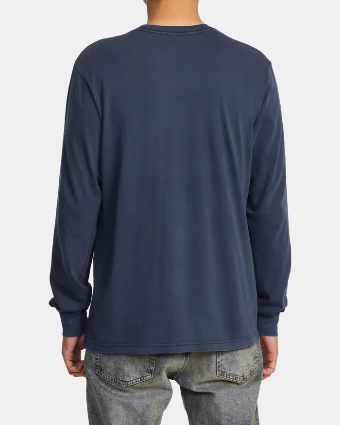 RVCA Pigment Dye Tees PTC Pigment Long Sleeve Tee Moody Blue 8211 Men