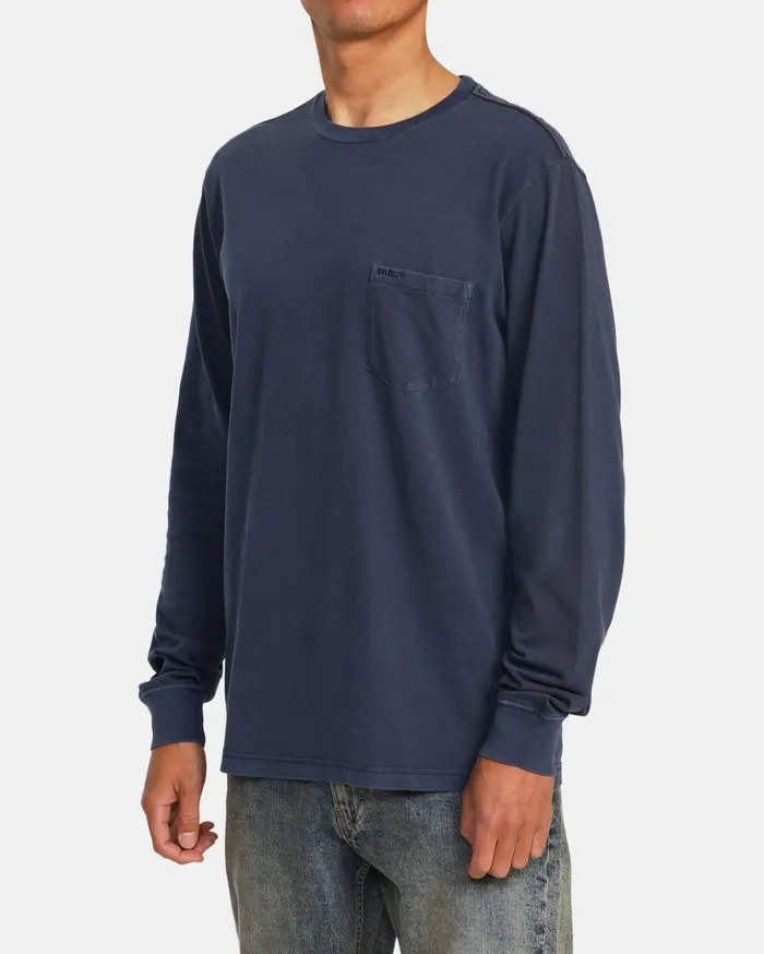 RVCA Pigment Dye Tees PTC Pigment Long Sleeve Tee Moody Blue 8211 Men
