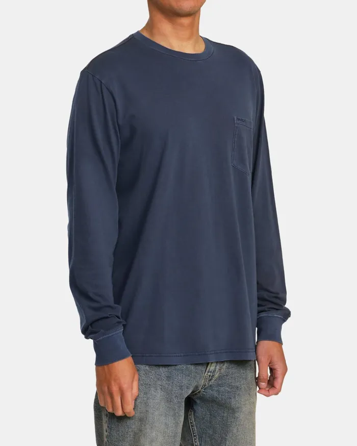 RVCA Pigment Dye Tees PTC Pigment Long Sleeve Tee Moody Blue 8211 Men