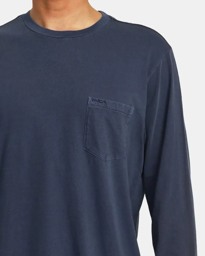RVCA Pigment Dye Tees PTC Pigment Long Sleeve Tee Moody Blue 8211 Men