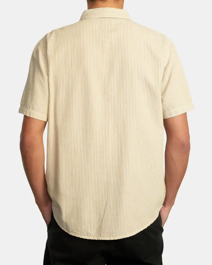 RVCA Shirts Flannels Dayshift Stripe II Short Sleeve Shirt Khaki 8211 Men