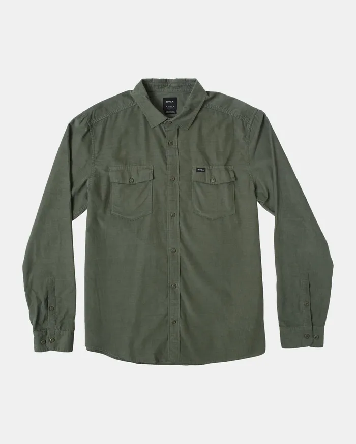 RVCA Shirts Flannels Freeman Cord Long Sleeve Shirt Jade 8211 Men