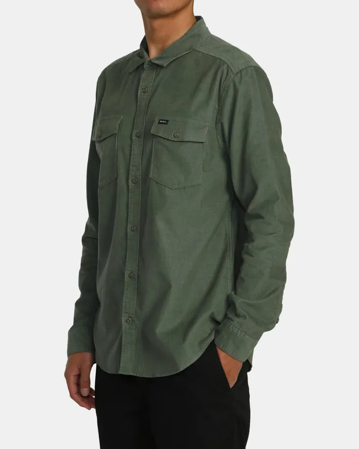 RVCA Shirts Flannels Freeman Cord Long Sleeve Shirt Jade 8211 Men