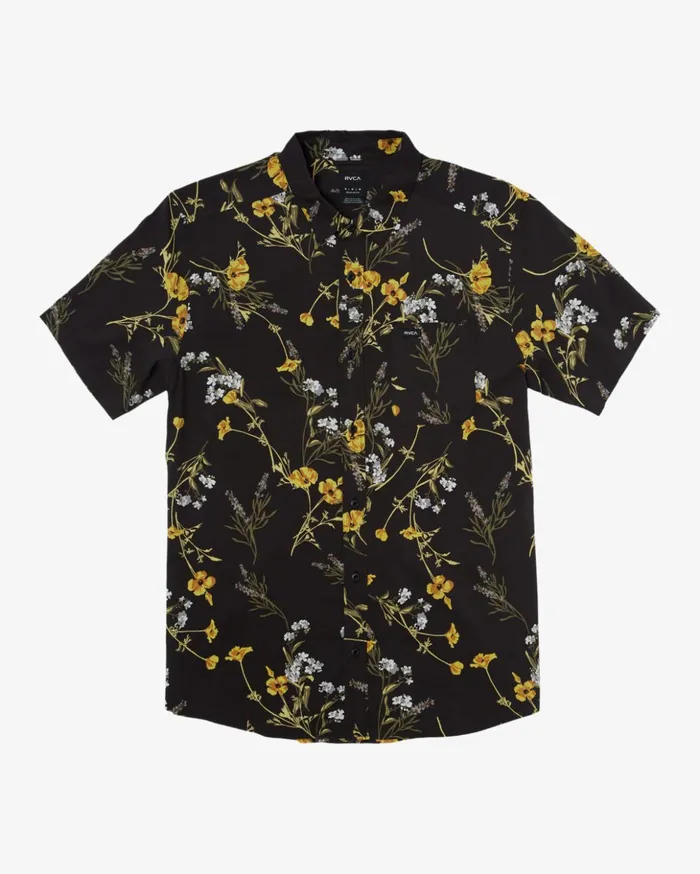 RVCA Shirts Flannels Further Floral Short Sleeve Shirt Midnight 8211 Men