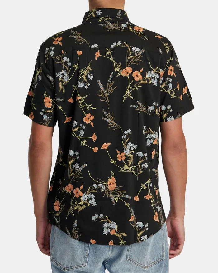 RVCA Shirts Flannels Further Floral Short Sleeve Shirt Midnight 8211 Men