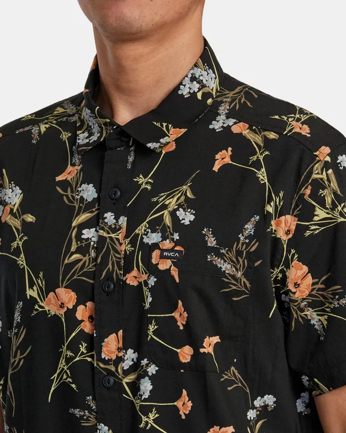 RVCA Shirts Flannels Further Floral Short Sleeve Shirt Midnight 8211 Men