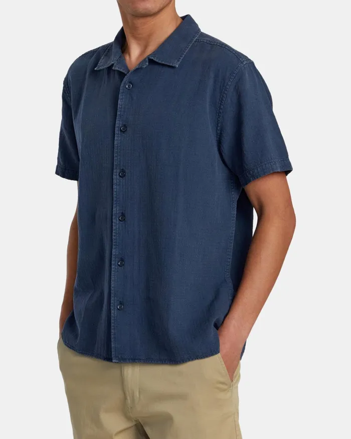 RVCA Shirts Flannels HiGrade Short Sleeve Shirt Indigo 8211 Men