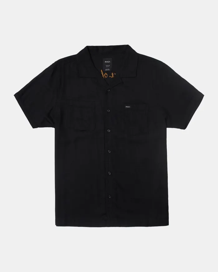 RVCA Shirts Flannels Neon Dragon Club Short Sleeve Shirt Black 8211 Men