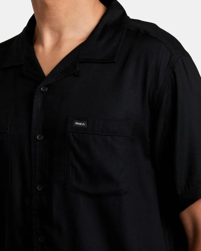 RVCA Shirts Flannels Neon Dragon Club Short Sleeve Shirt Black 8211 Men