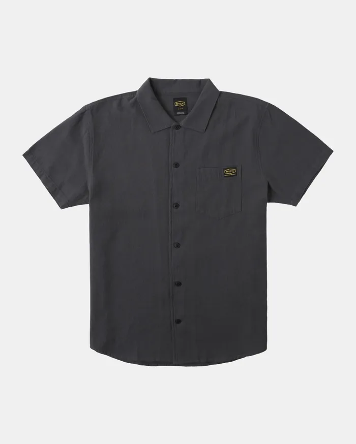 RVCA Shirts Flannels Recession Collection Day Shift Short Sleeve Shirt Garage Blue 8211 Men
