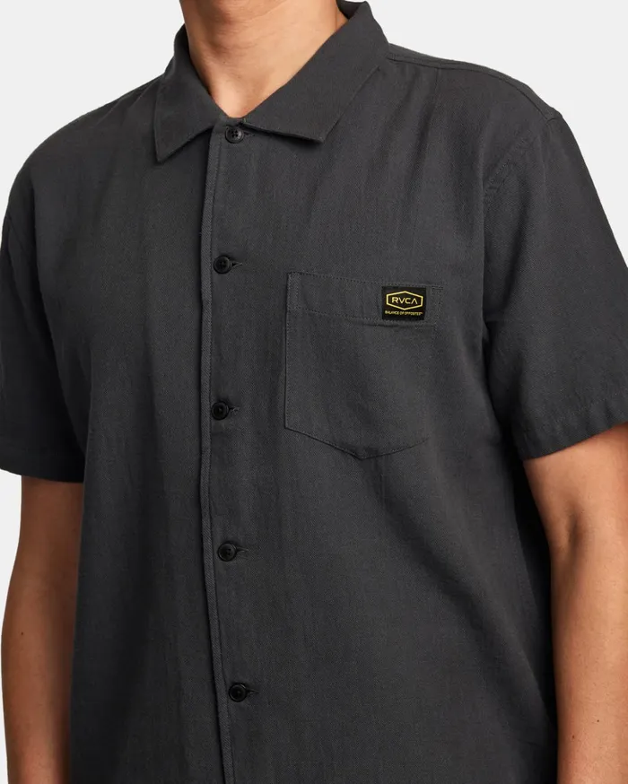 RVCA Shirts Flannels Recession Collection Day Shift Short Sleeve Shirt Garage Blue 8211 Men RVCA Shirts Flannels Recession Collection Day Shift Short Sleeve Shirt Garage Blue 8211 Men