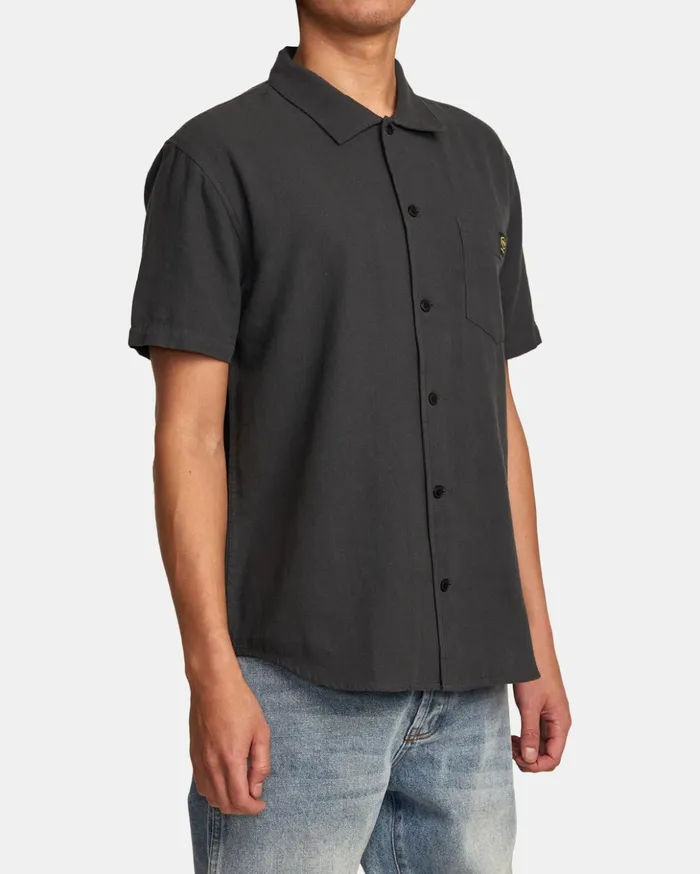 RVCA Shirts Flannels Recession Collection Day Shift Short Sleeve Shirt Garage Blue 8211 Men RVCA Shirts Flannels Recession Collection Day Shift Short Sleeve Shirt Garage Blue 8211 Men