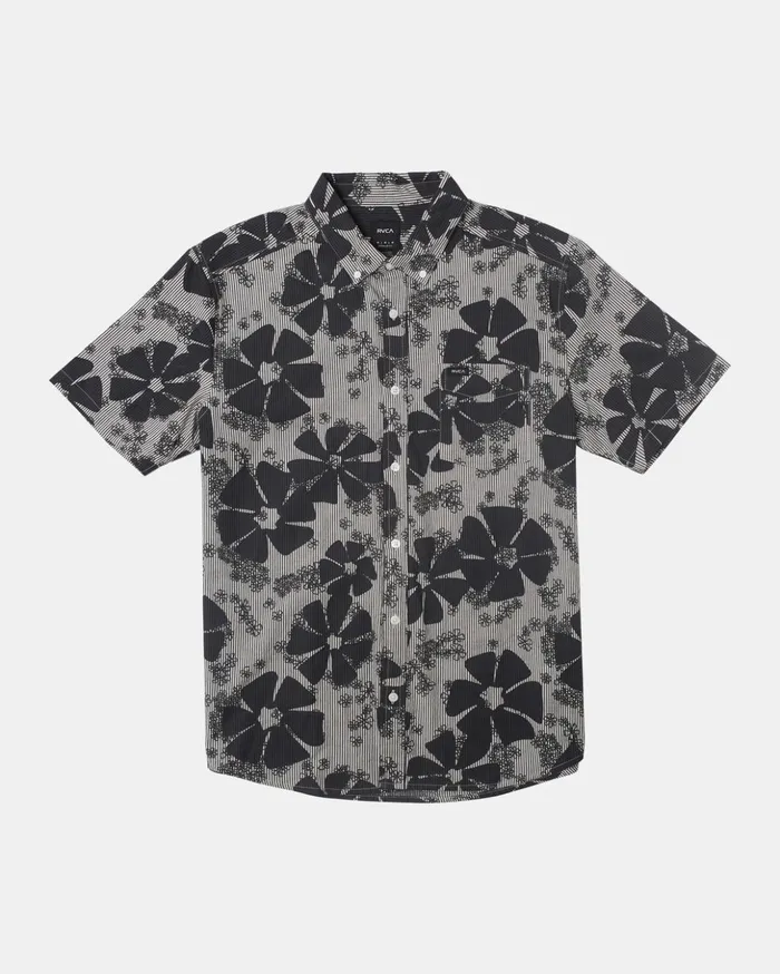 RVCA Shirts Flannels Yoyogi Seersucker Short Sleeve Shirt Black 8211 Men