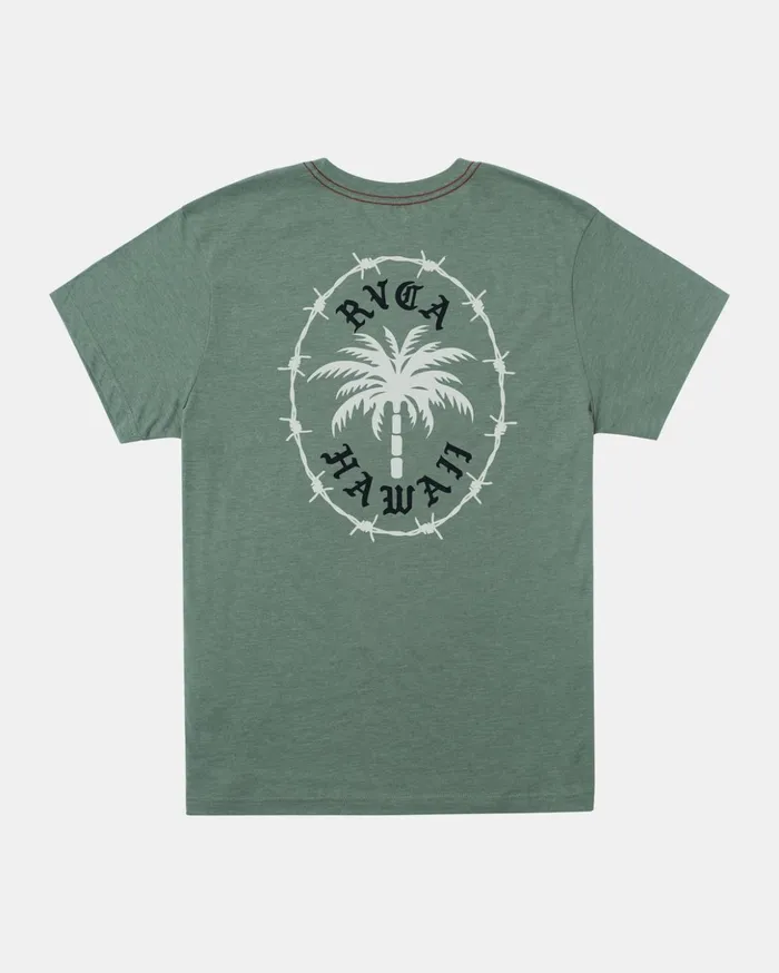 RVCA Short Sleeves Barbed Palm TShirt Jade 8211 Men