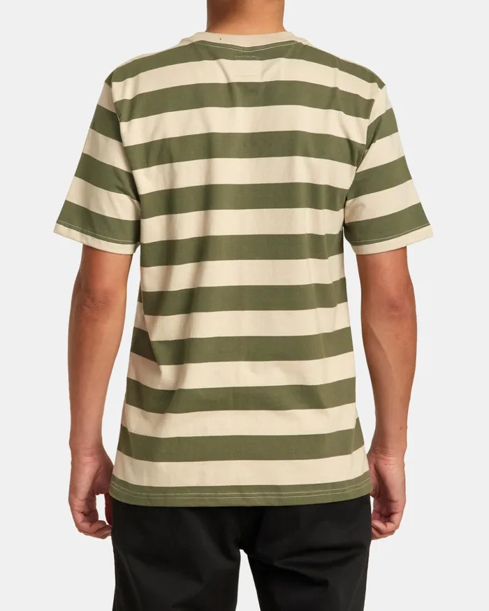 RVCA Short Sleeves Corso Stripe Tee Aloe 8211 Men
