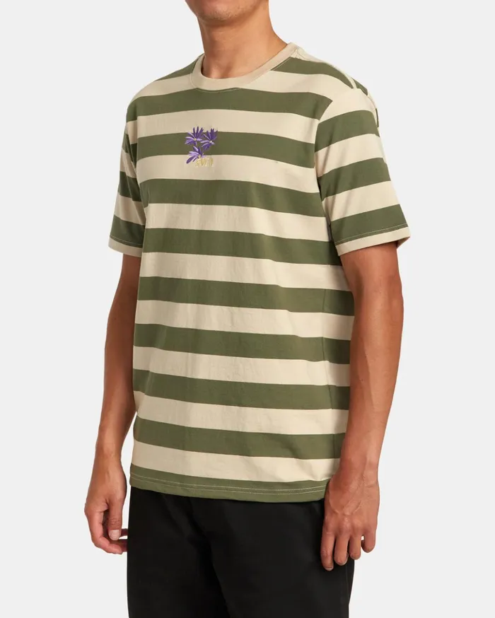 RVCA Short Sleeves Corso Stripe Tee Aloe 8211 Men