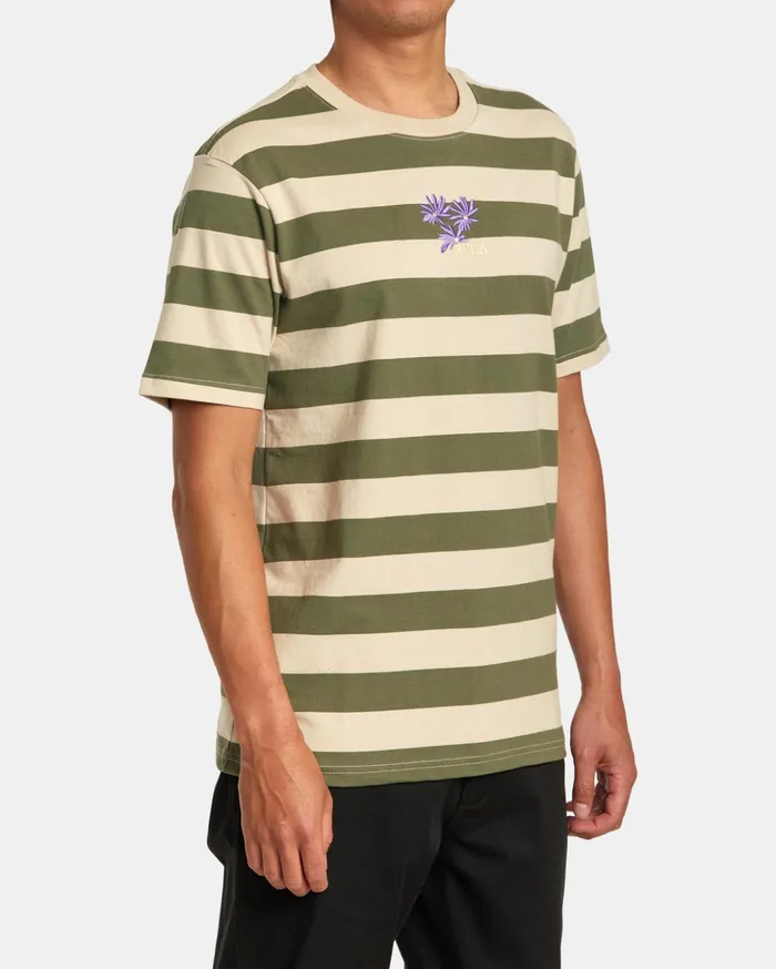RVCA Short Sleeves Corso Stripe Tee Aloe 8211 Men