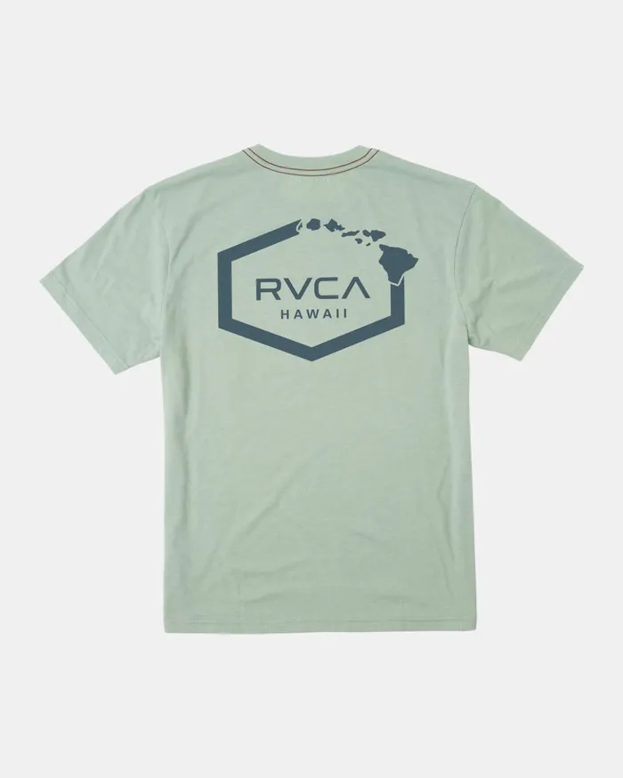 RVCA Short Sleeves Hawaii Hex Tee Green Haze 8211 Men