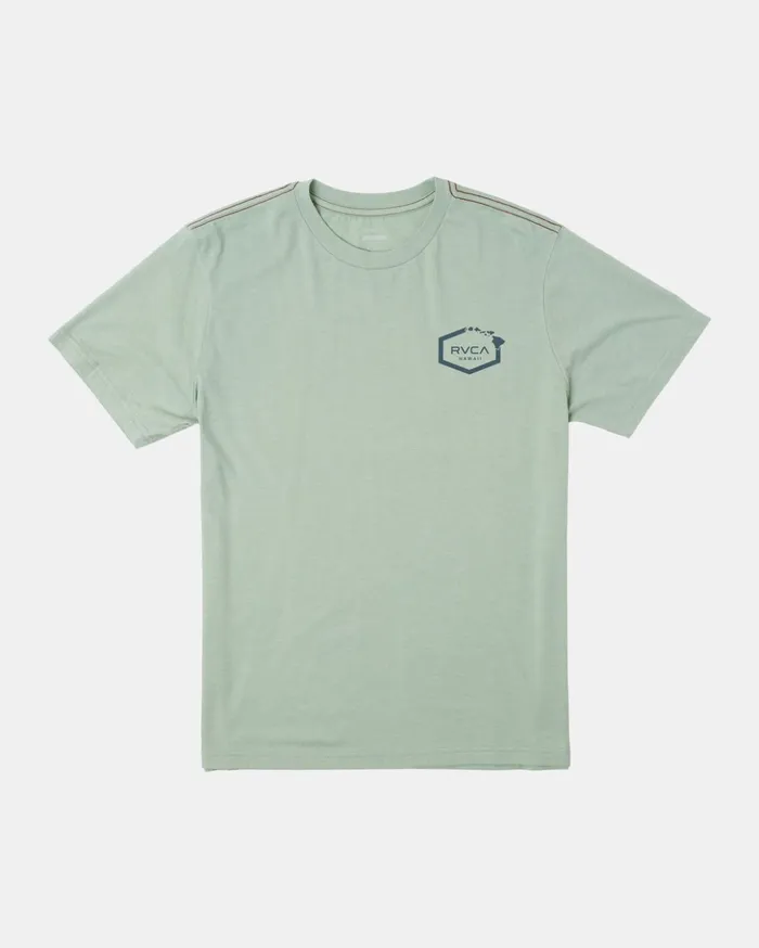 RVCA Short Sleeves Hawaii Hex Tee Green Haze 8211 Men