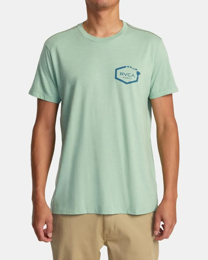 RVCA Short Sleeves Hawaii Hex Tee Green Haze 8211 Men