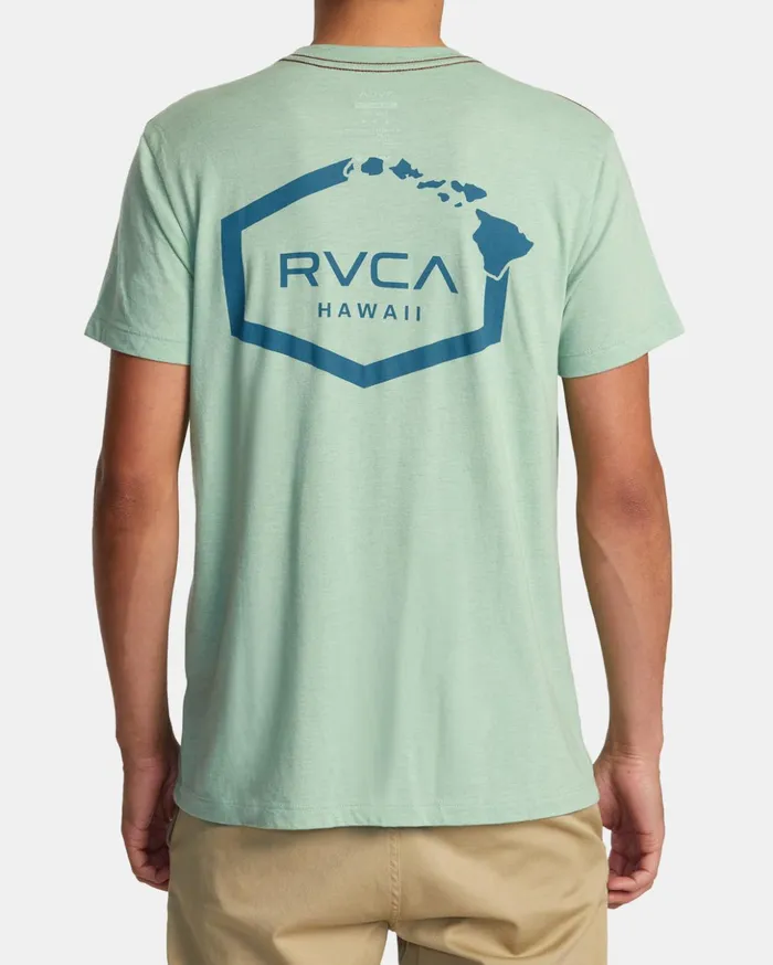 RVCA Short Sleeves Hawaii Hex Tee Green Haze 8211 Men