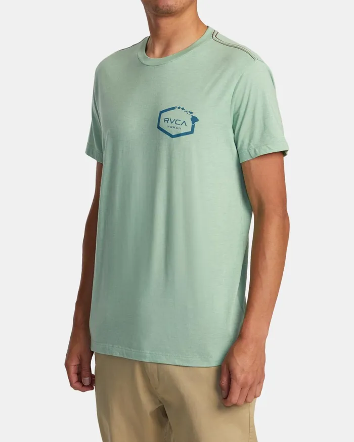 RVCA Short Sleeves Hawaii Hex Tee Green Haze 8211 Men