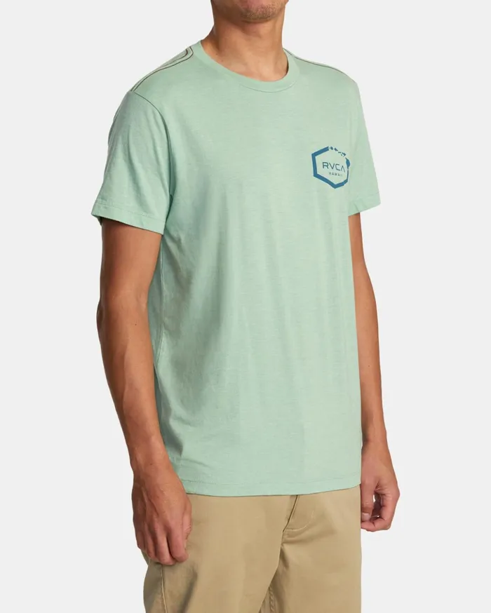 RVCA Short Sleeves Hawaii Hex Tee Green Haze 8211 Men