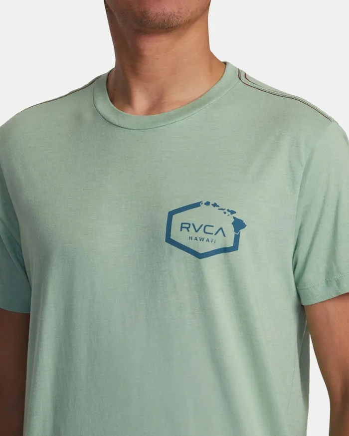 RVCA Short Sleeves Hawaii Hex Tee Green Haze 8211 Men