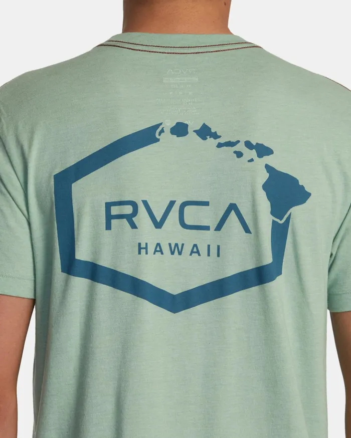 RVCA Short Sleeves Hawaii Hex Tee Green Haze 8211 Men