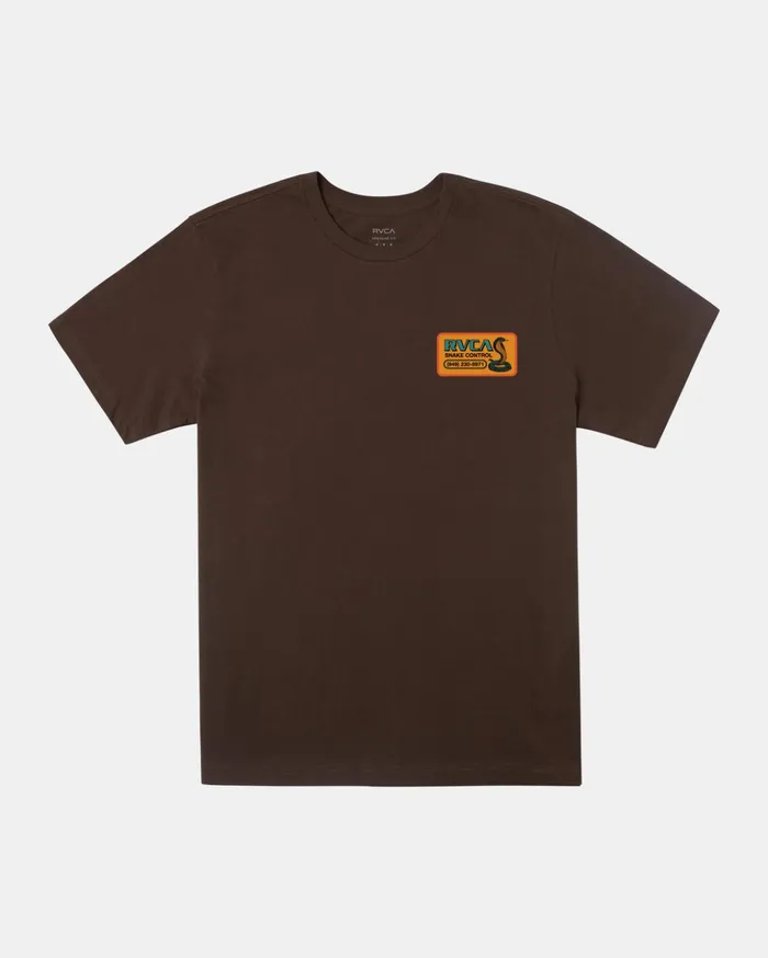 RVCA Short Sleeves Snake Control TShirt Chocolate 8211 Men