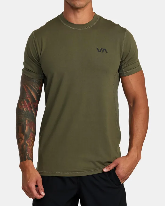 RVCA Short Sleeves Sport Vent Performance Tee Olive 8211 Men