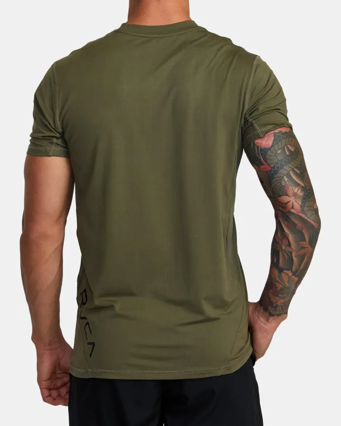 RVCA Short Sleeves Sport Vent Performance Tee Olive 8211 Men