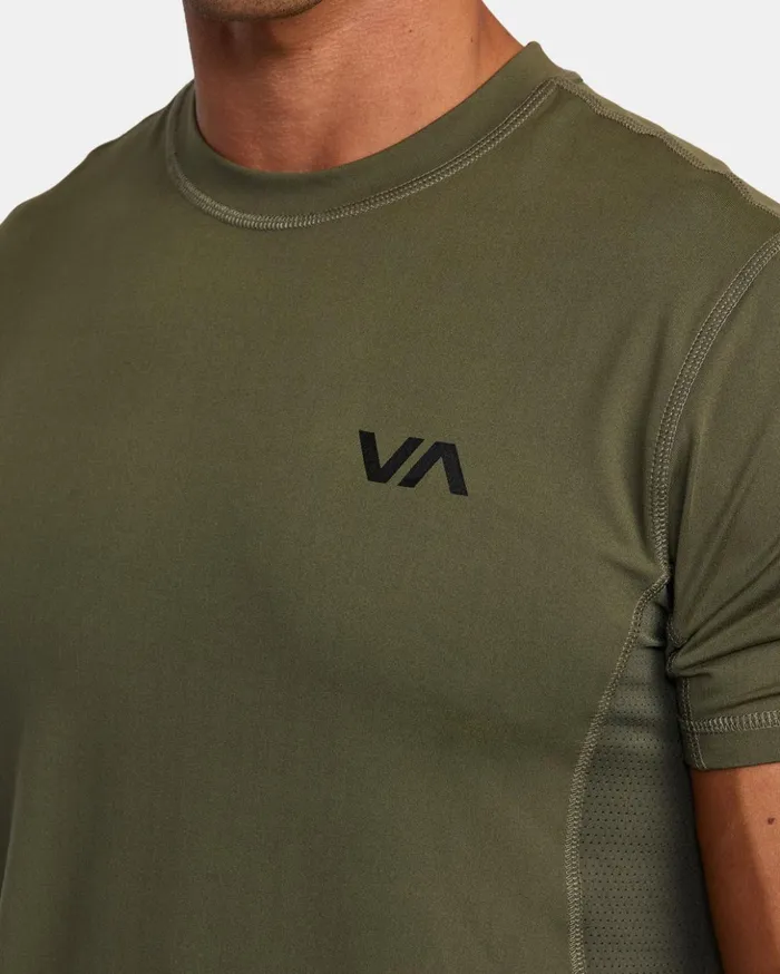 RVCA Short Sleeves Sport Vent Performance Tee Olive 8211 Men